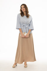 Champagne Silk Feel Flare Maxi Skirt