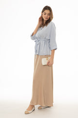 Champagne Silk Feel Flare Maxi Skirt