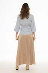 Champagne Silk Feel Flare Maxi Skirt