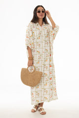 Floral Printed Balloon Sleeve Maxi Dress