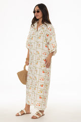 Floral Printed Balloon Sleeve Maxi Dress