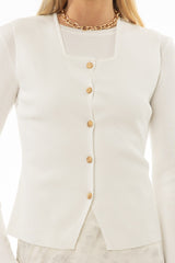 Cream Thin Knit Overlay