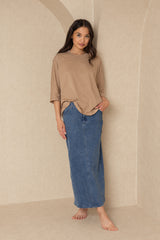 Tan 3/4 Oversize Dolman Tee