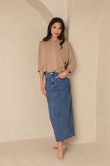 Tan 3/4 Oversize Dolman Tee