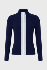 Blue Striped Knit Turtleneck