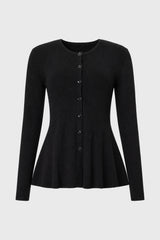 Black Peplum Knit Cardigan