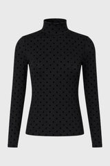 Black Velvet Printed Turtleneck Top
