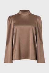 Mocha Bell Sleeve Satin Top