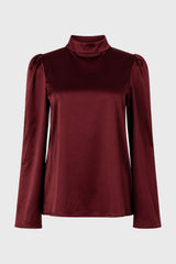 Burgundy Bell Sleeve Satin Top