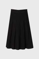 Black Pleated Denim Skirt