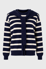 Navy Faux Overlay Striped Sweater
