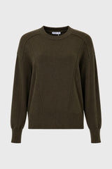 Olive Stitched Knit Sweater