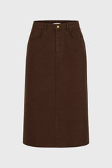 Brown Stretch Basic Maxi Skirt