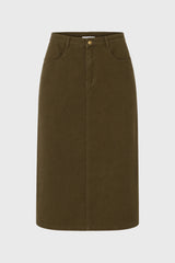 Olive Stretch Basic Maxi Skirt