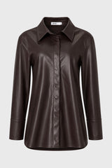 Brown Vegan Leather Shirt