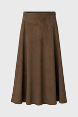 Green Asymmetric Waist Microsuede Maxi Skirt