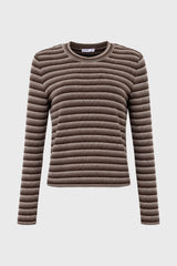 Brown Multi Striped Round Neck Sweater