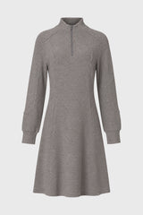Light Grey Quarter Zip Sweatshirt Dress