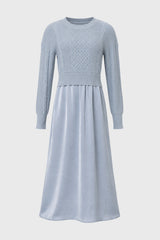 Light Blue Sweater Combo Maxi Dress