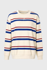 White Striped Crew Neck Sweatshirt