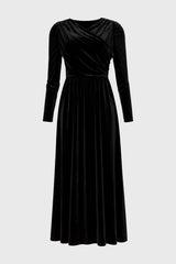 Black Draped Velour Maxi Dress