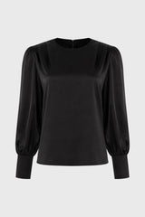 Black Stretch Silk Feel Blouse
