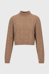 Oatmeal Cable Knit Overlay Sweater