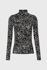 Abstract Floral Printed Mock Neck Top