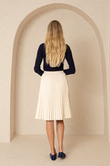 Cream Accordion Leather Skirt