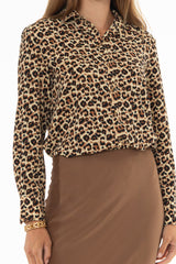 Leopard Print Silk Feel Blouse