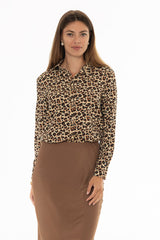 Leopard Print Silk Feel Blouse