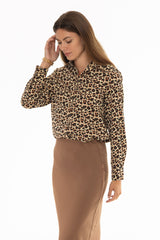 Leopard Print Silk Feel Blouse