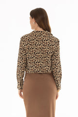 Leopard Print Silk Feel Blouse