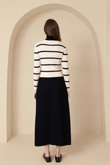 Cream and Black Striped Knit Cardi