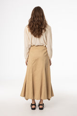 Beige Asymmetrical Maxi Skirt