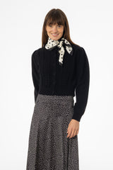Black Cropped Crochet Cardigan