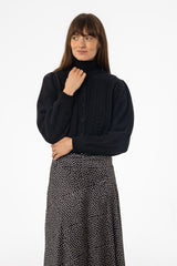 Black Cropped Crochet Cardigan