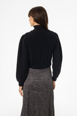 Black Cropped Crochet Cardigan