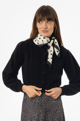 Black Cropped Crochet Cardigan