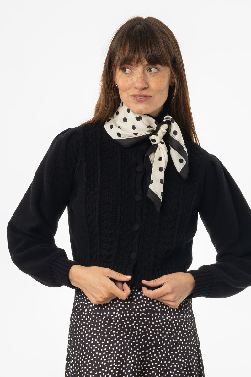 Black Cropped Crochet Cardigan