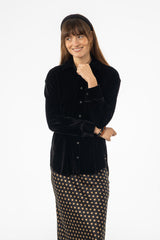 Black Oversized Velour Blouse
