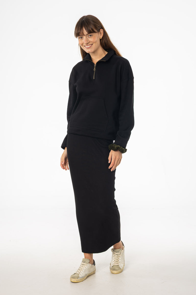 Black Ribbed Skirt Legging