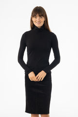 Black Solid Turtleneck Top