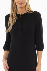 Black 3/4 Sleeve Maxi Dress