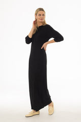 Black 3/4 Sleeve Maxi Dress