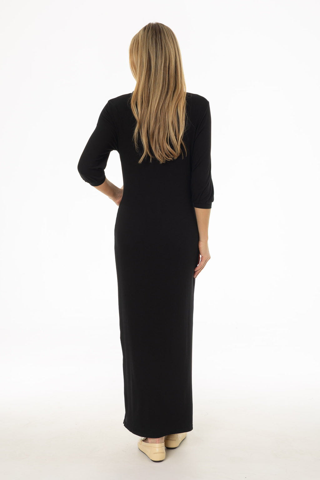 Black 3/4 Sleeve Maxi Dress – BLANK