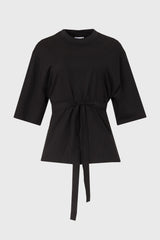 Black 3/4 Sleeve Wrap Shirt