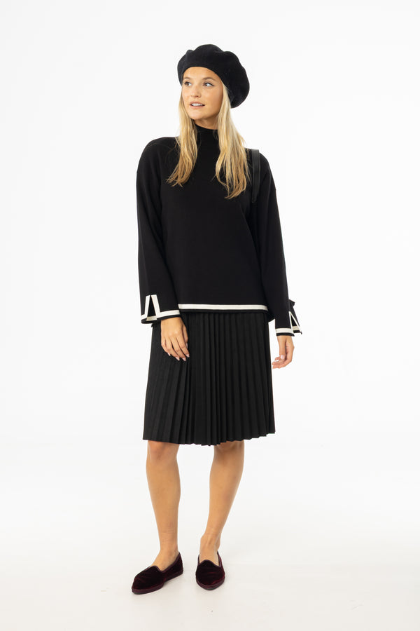 Black Accordion Microsuede Skirt