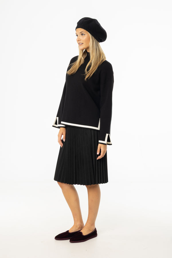 Black Accordion Microsuede Skirt