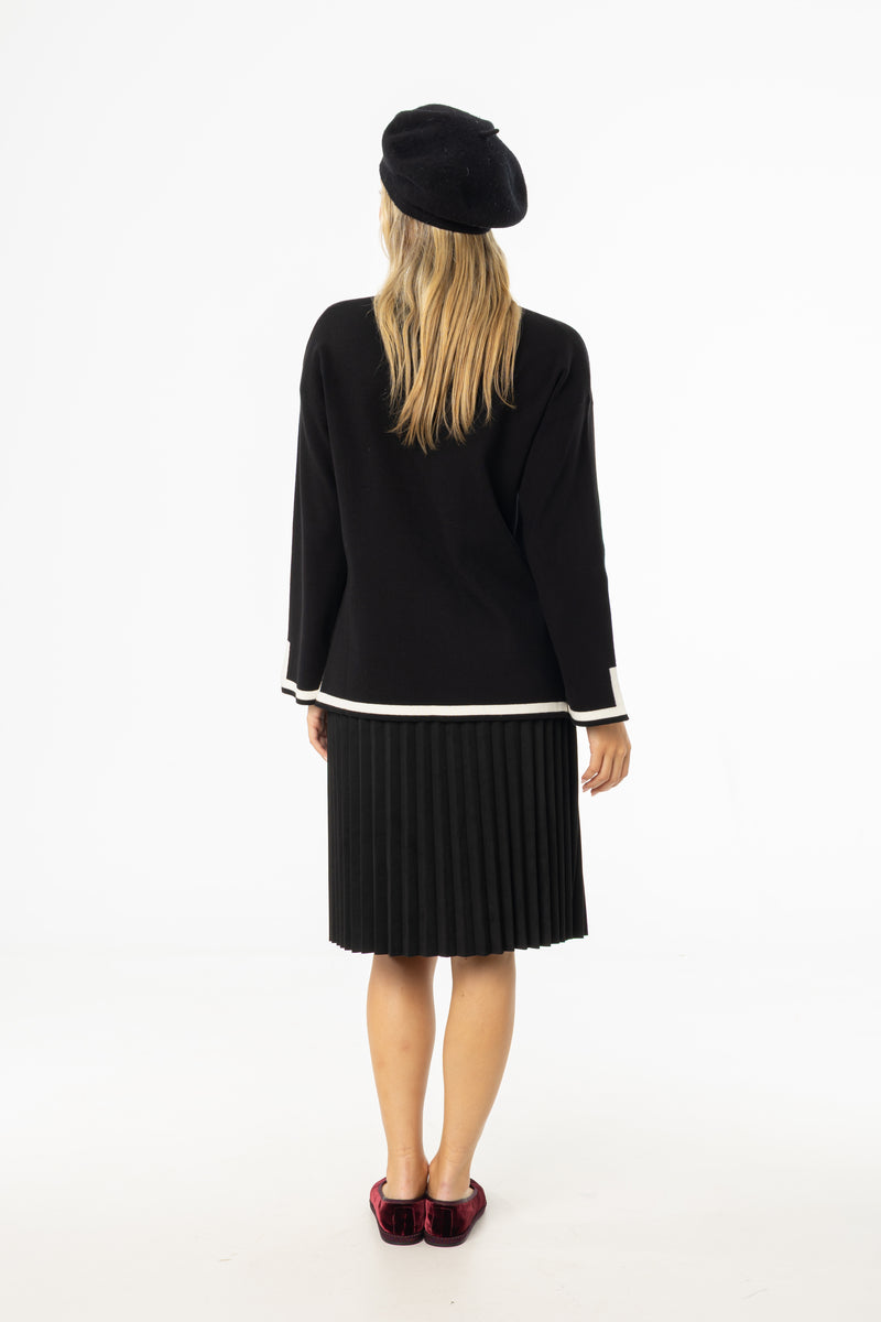 Black Accordion Microsuede Skirt